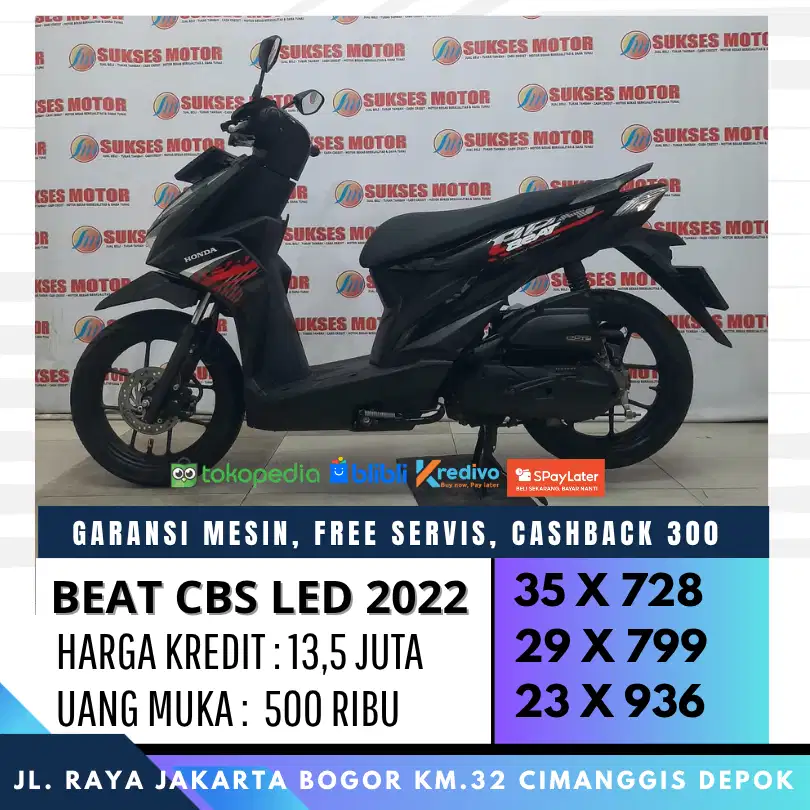 BEAT CBS 2022 MOTOR MULUS SIAP PAKAI KREDIT DP 500 CICILAN RINGAN
