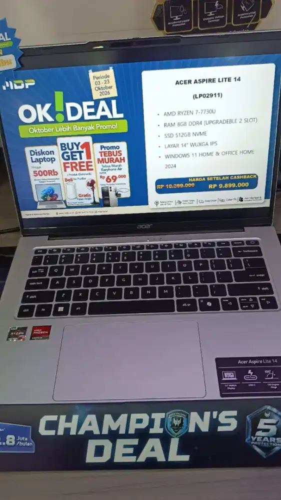 Cicilan laptop Acer gratis 1-2x cicilan menggunakan home credit