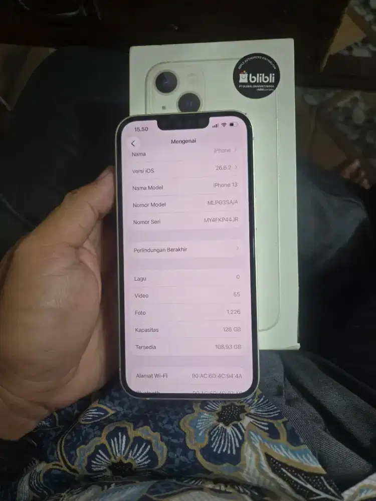 Iphone 13 128 resmi SA/A bli bli orian semua batre 88 bs tker tmabh