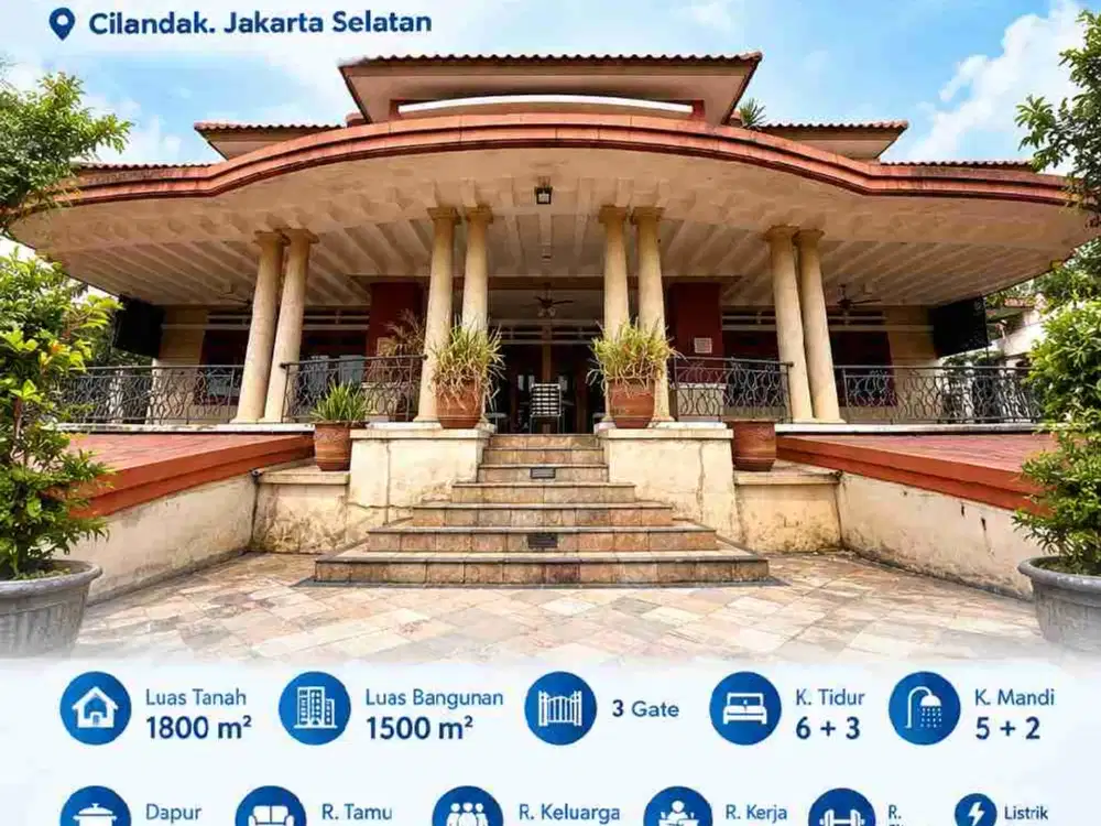 Dijual cepat
Rumah mewah, arabian clasic
Jl.  Kenanga
Cilandak. Jakarta selatan