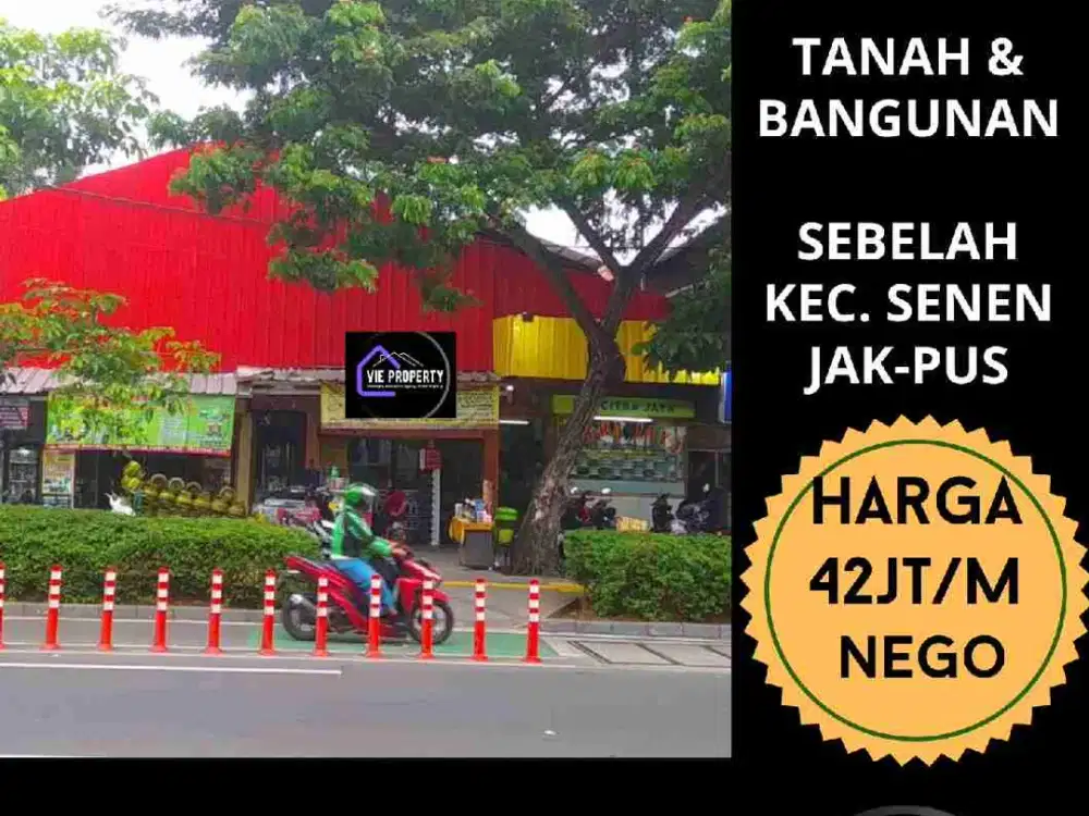 Dijual cepat tanah dan bangunan harga NJOP di pinggir jalan protokol sebelah kecamatan Senen JakPus