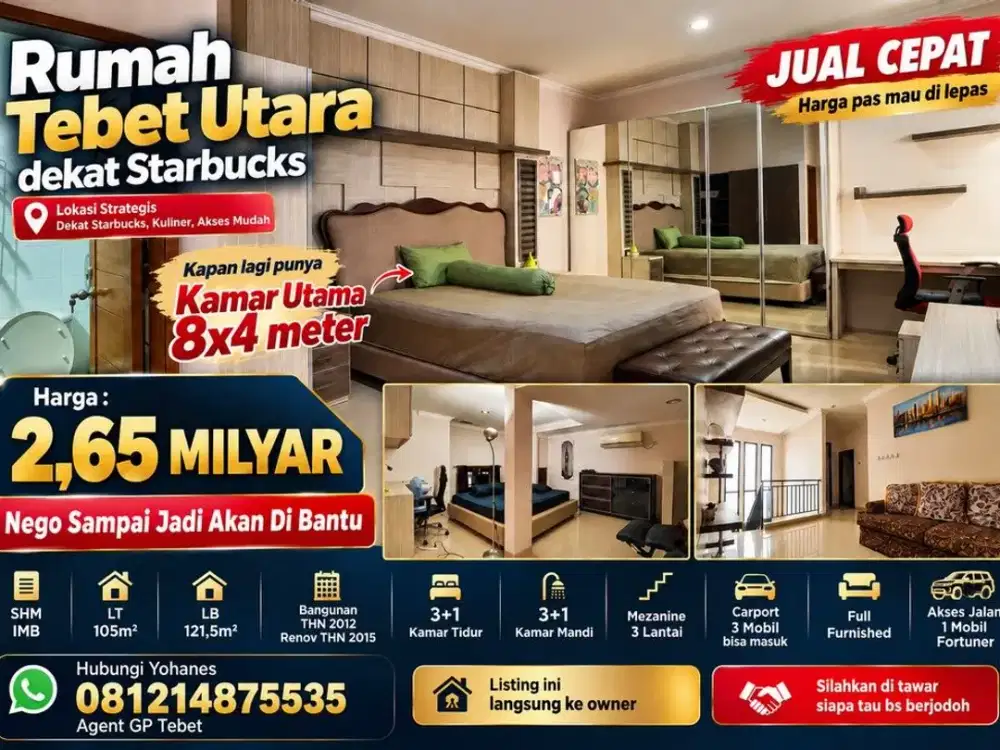 Rumah Tebet Utara dekat Starbucks