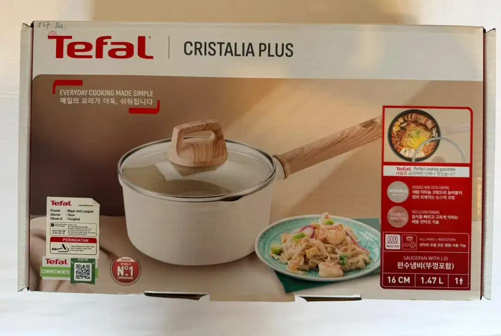 Panci induksi Tefal Cristalia Plus Saucepan 16 cm + Tutup Kaca, BARU