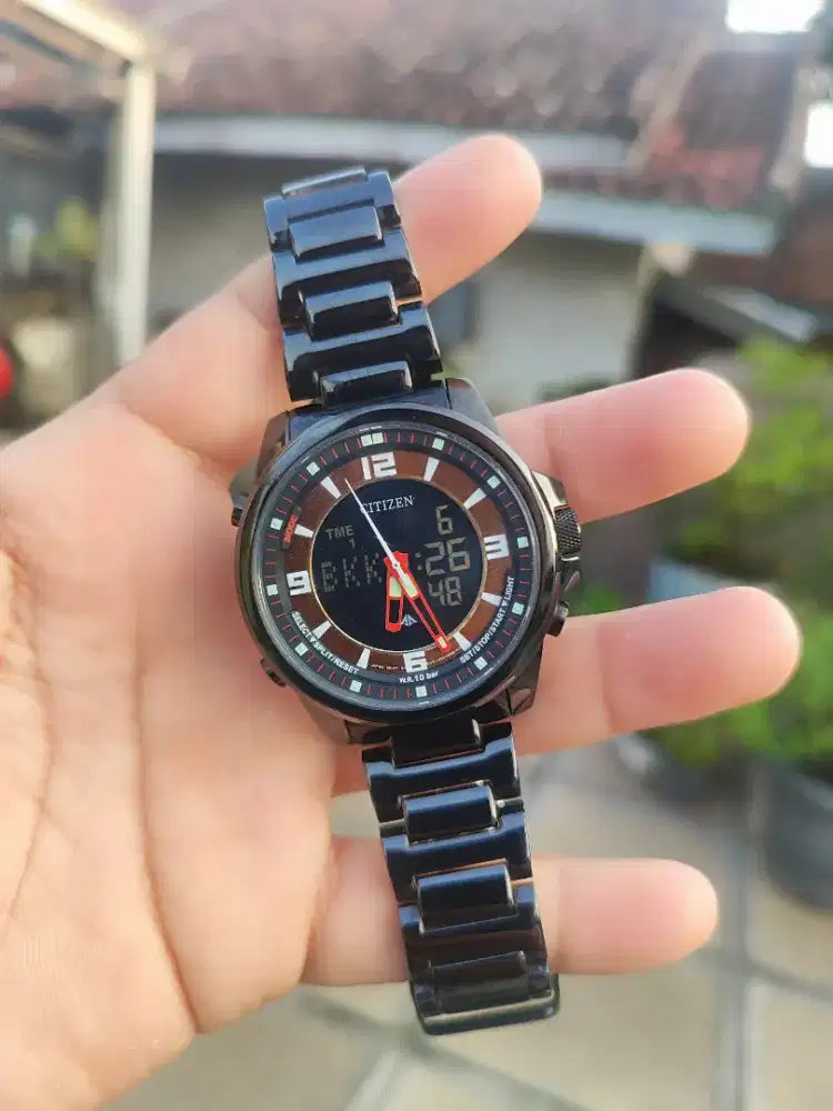 JAM TANGAN CITIZEN PROMASTER DUAL TIME JN5009-51E UNIT KOLEKSI MULUS
