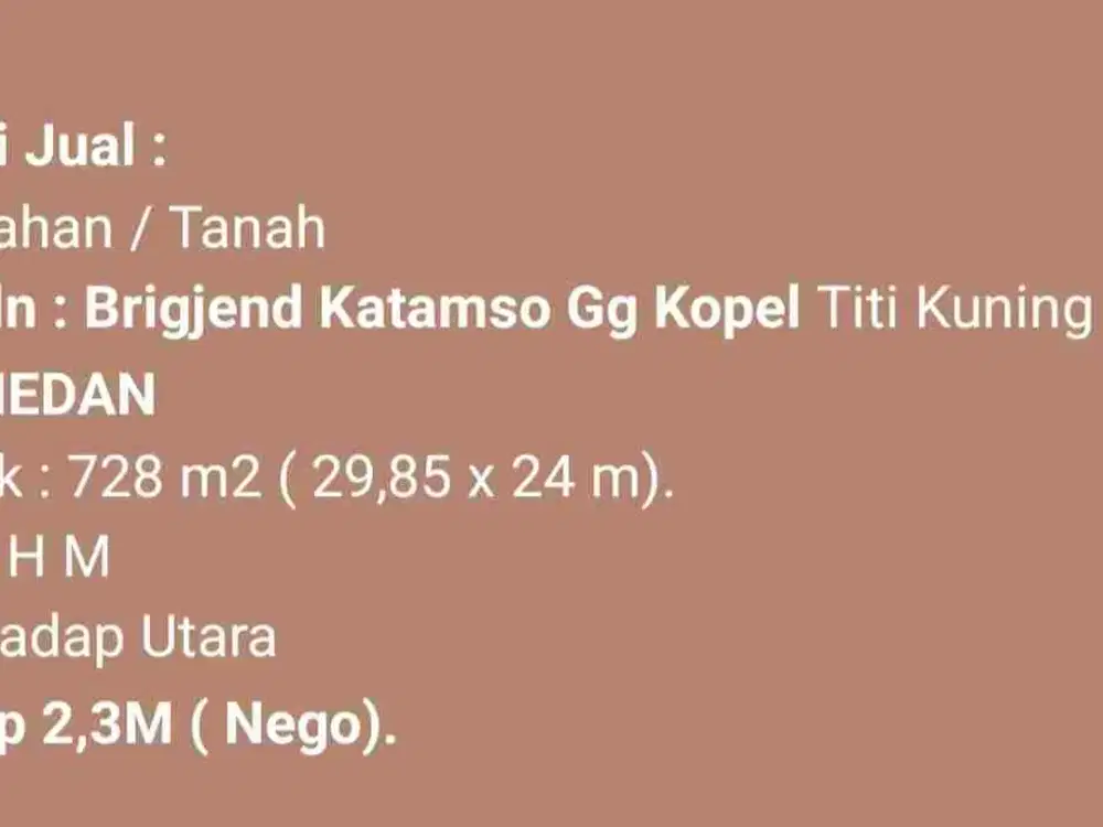 Dijual Tanah Murah Medan