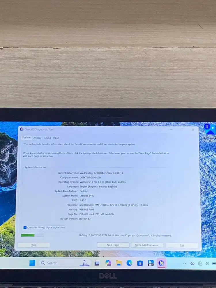 Dell Latitude 5400 i7 Gen 8 RAM 8GB SSD 512GB – Laptop Second