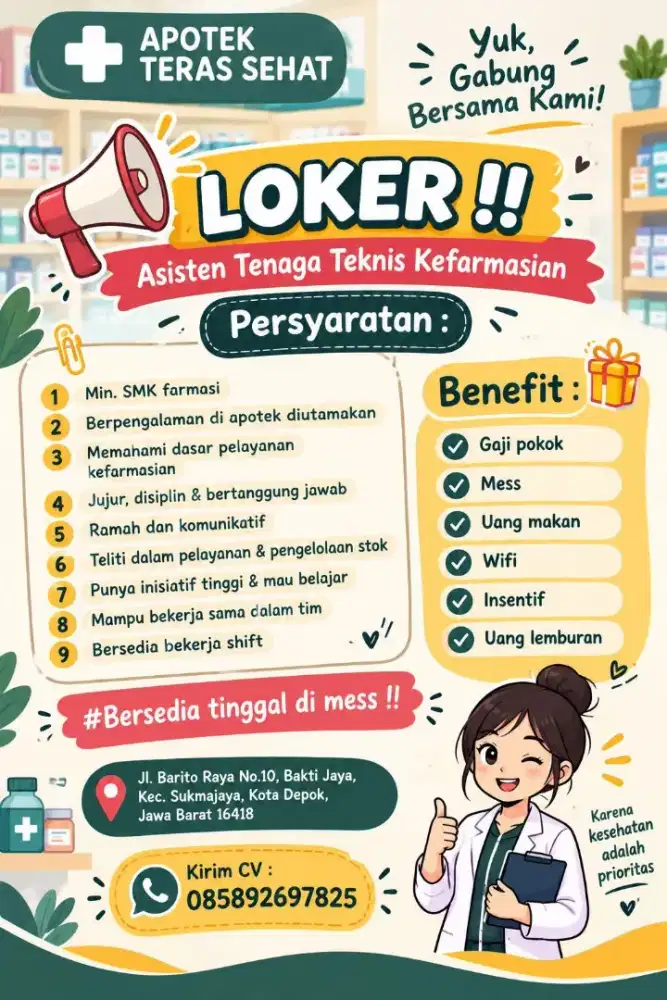 Lowongan Tenaga Teknis Kefarmasian/ Asisten Apoteker