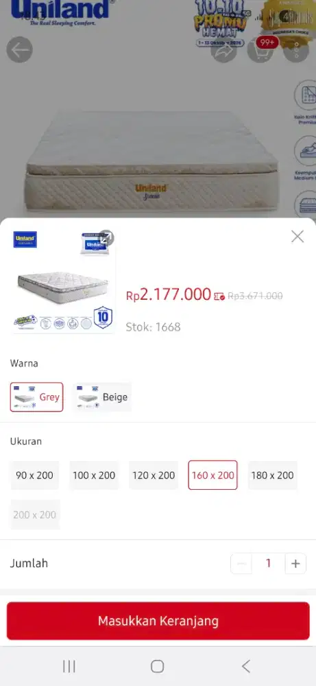 Uniland Springbed Scania Pillowtop - Hanya Kasur Spring Bed