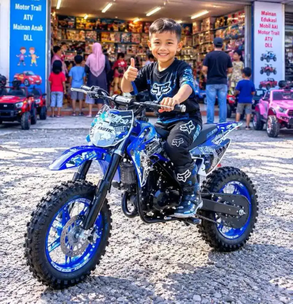 Minitrail Anak Exotic 49cc,mesin 2tak,engkol tarik,bsa naik Max BB 50k