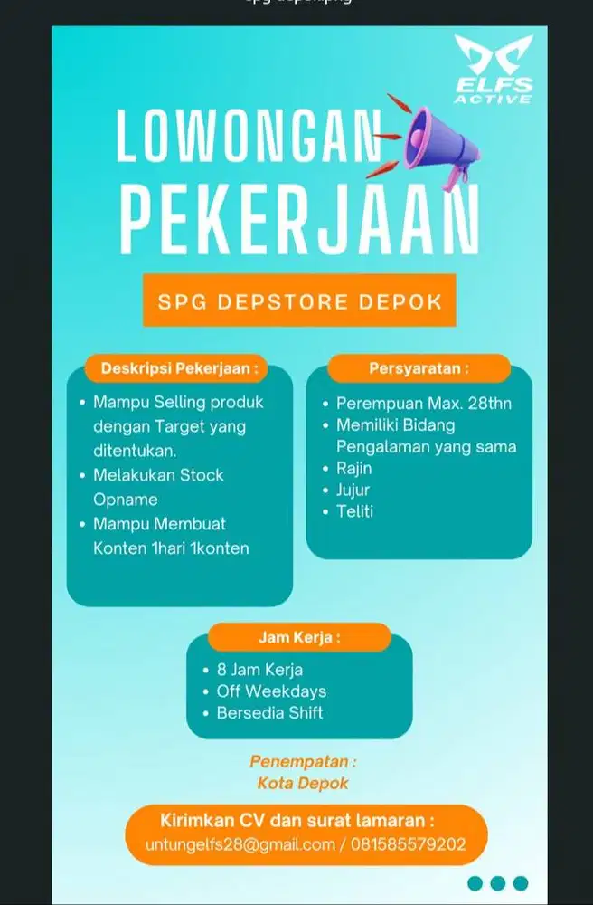 LOKER SPG DEPSTORE