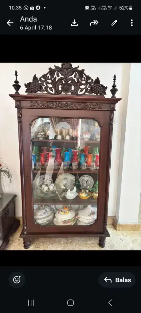 Lemari Kaca Antik Jati