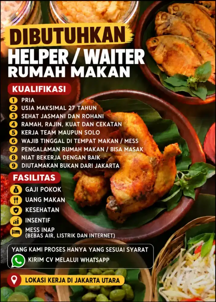 Helper / Waiter / Juru Masak