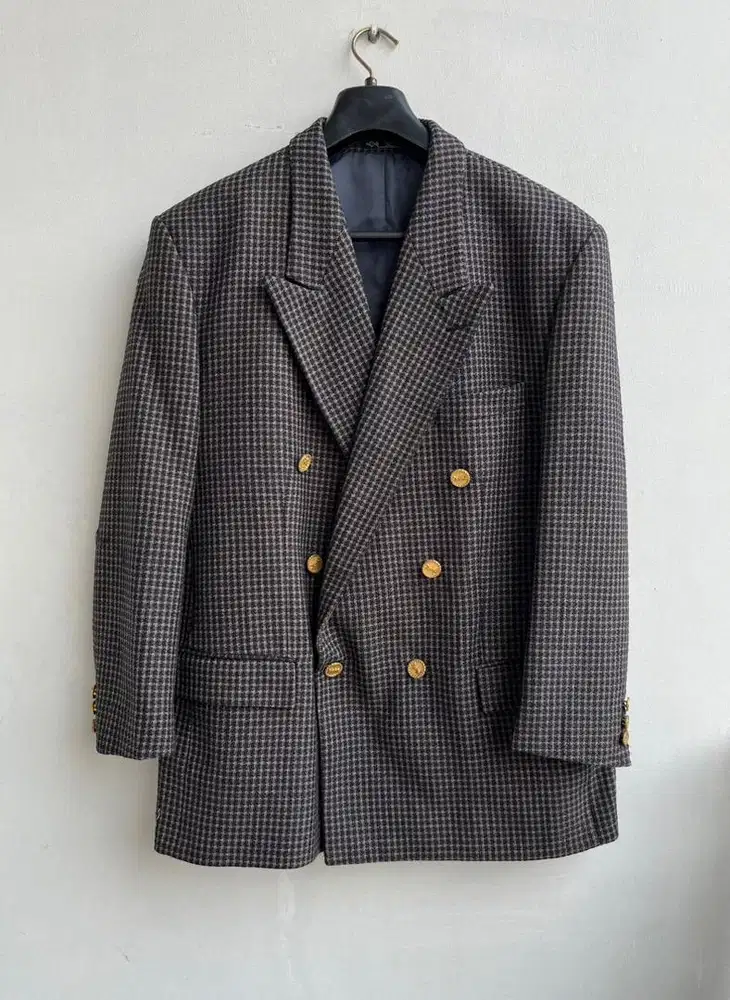 Jas Bahan Wool Plaid Kotak-kotak