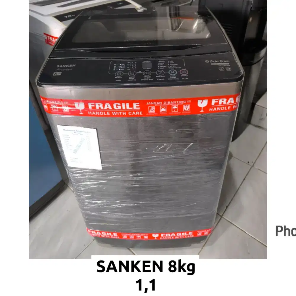 Mesin cuci 1 tabung Top Loading Otomatis Sanken 8kg