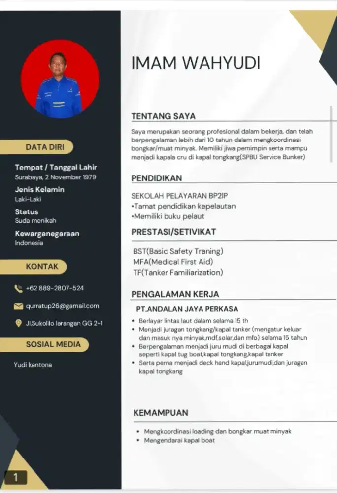 Cari kerja pelaut. Atau driver