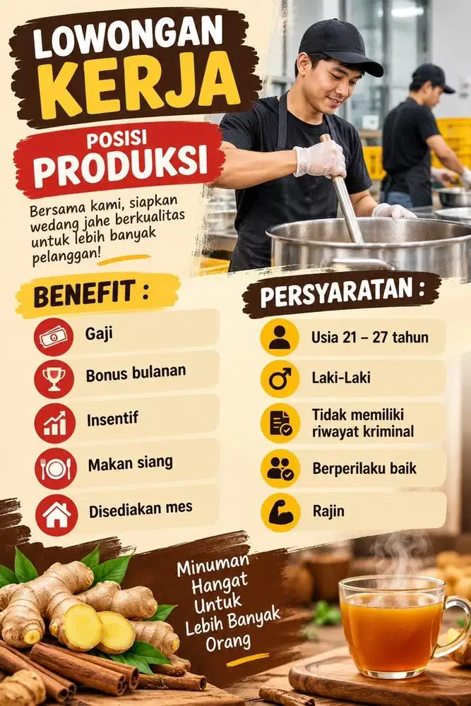 Lowongan kerja bagian produksi di umkm wedang jahe