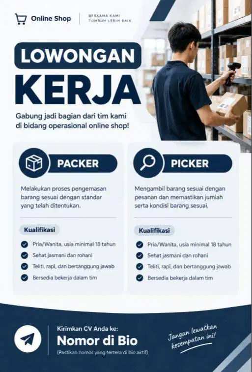 STAFF PACKING dan PICKER ONLINE SHOP