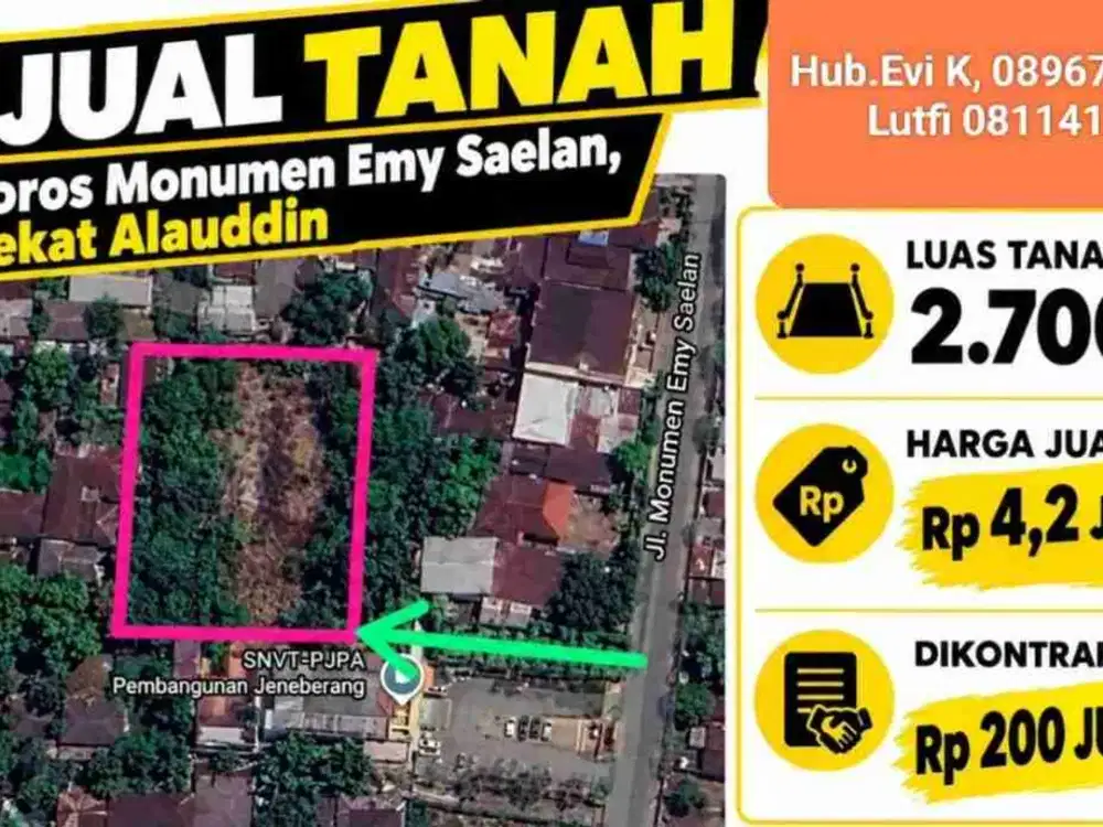 Dijual dan Disewakan Tanah Kavling di Jl. Monumen Emmy Saelan Makassar