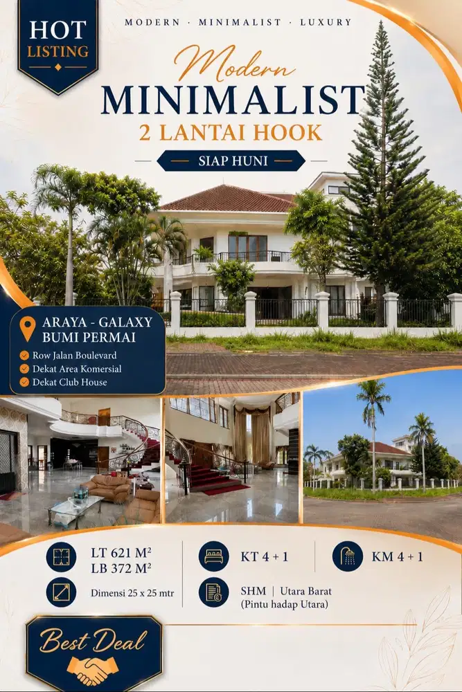 DIJUAL RUMAH MEWAH HOOK 2 LANTAI ARAYA GALAXY BUMI PERMAI SIAP HUNI!