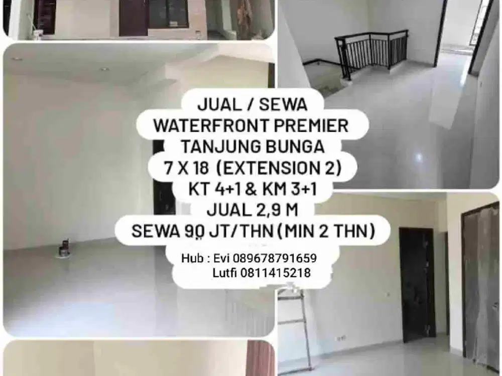 Dijual dan Disewakan Rumah 2 lantai di Perum. Water Front City Tanjung Bunga Makassar