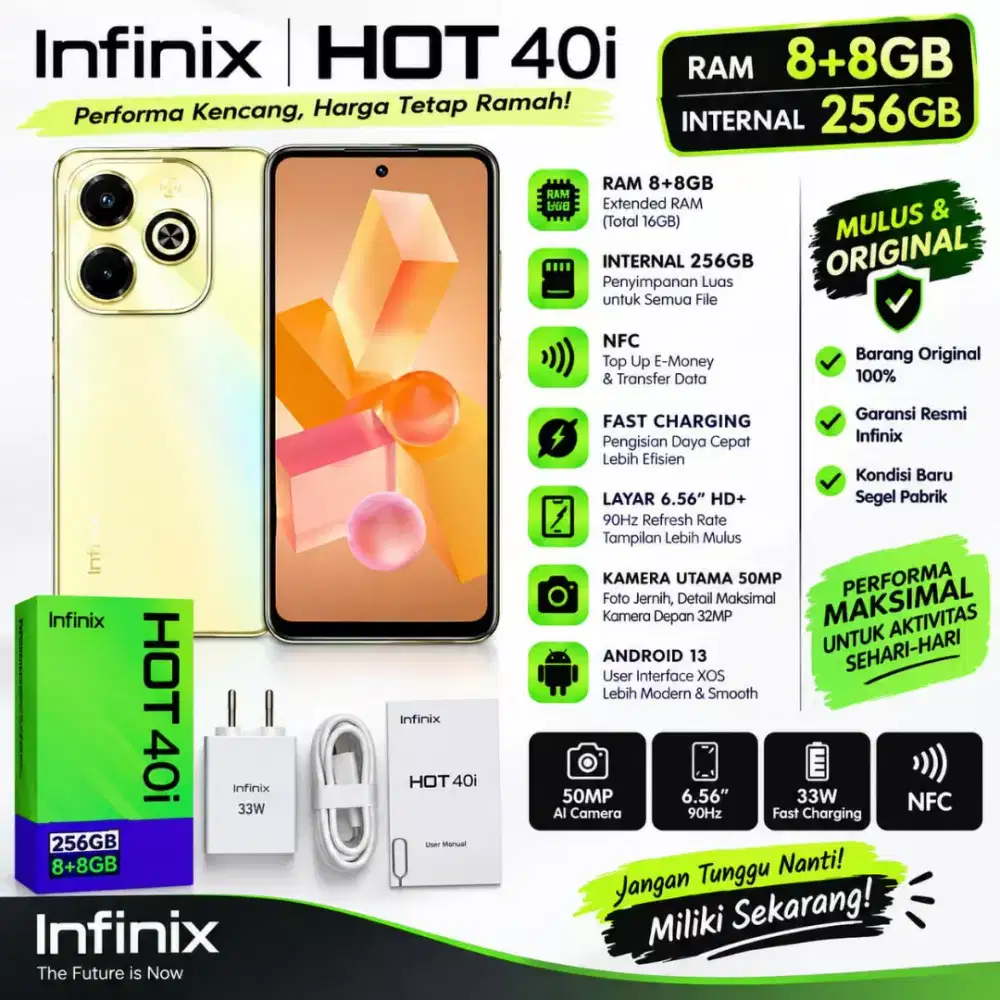 Infinix hot 40i ram 16GB 256GB