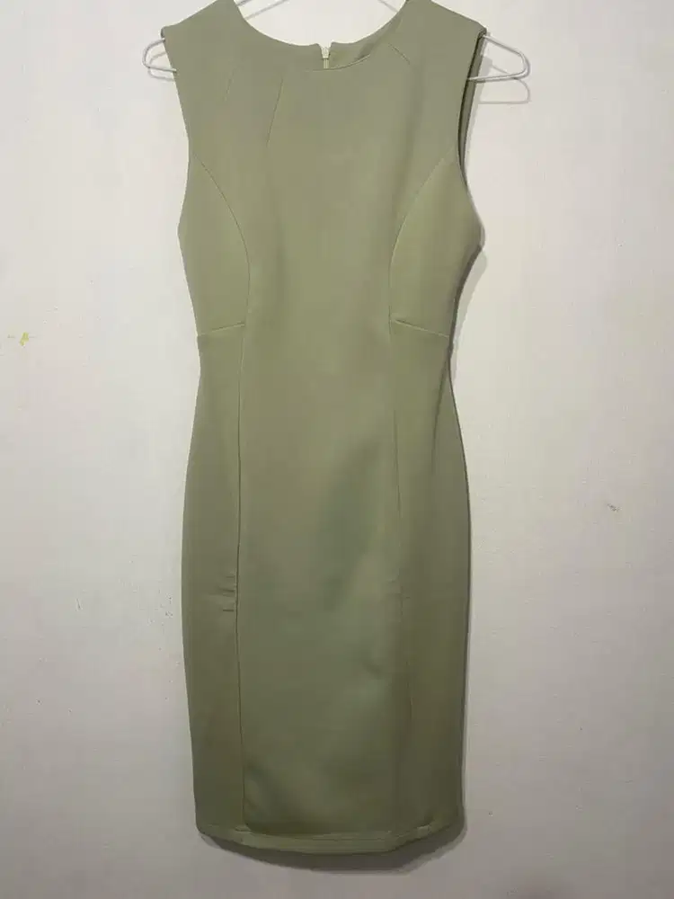 Mini Dress/Dress kerja/Press Body Dress Hijau Matcha