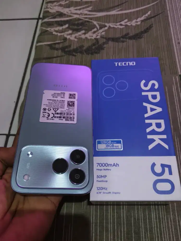 Tecno Spark 50 Ram 6+12/128 Fullset Mulus Nominus.