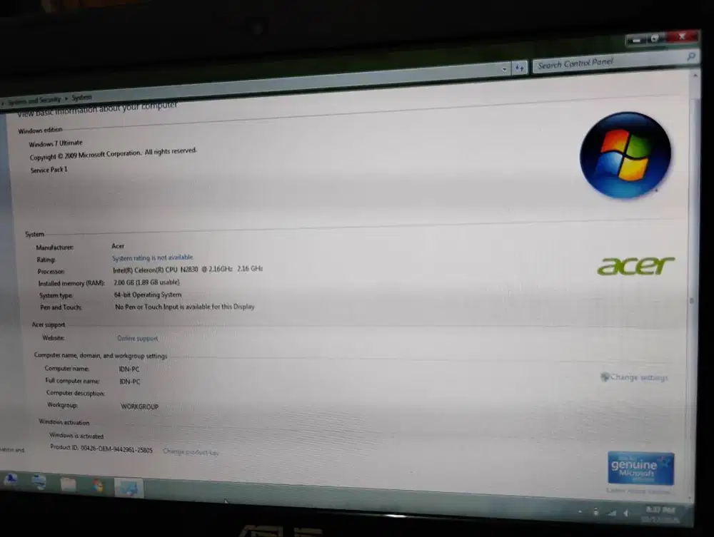 Laptop Asus X200ma 2/500gb minusan