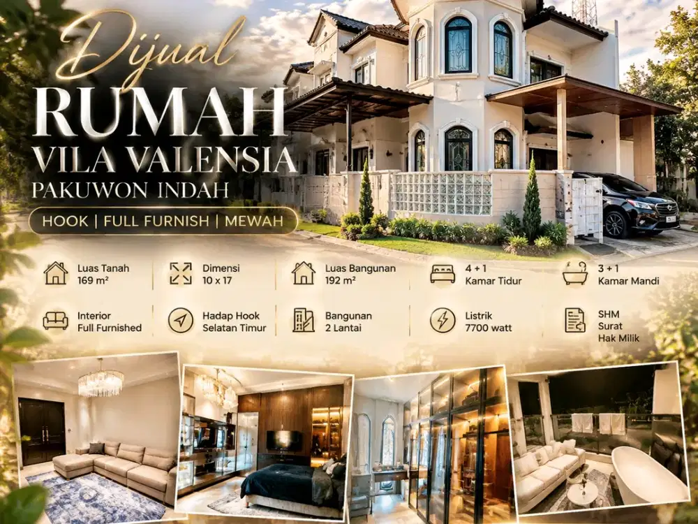 JUAL RUMAH VILA VALENCIA PAKUWON INDAH DKT DARMO PERMAI LONTAR
