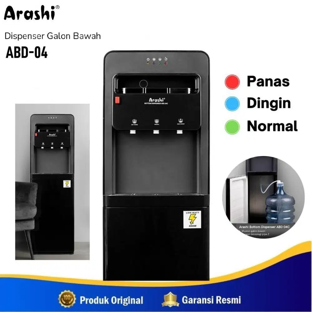 New Smart Standing Water Dispenser GalonBawah ARASHI Low Watt 3Kran