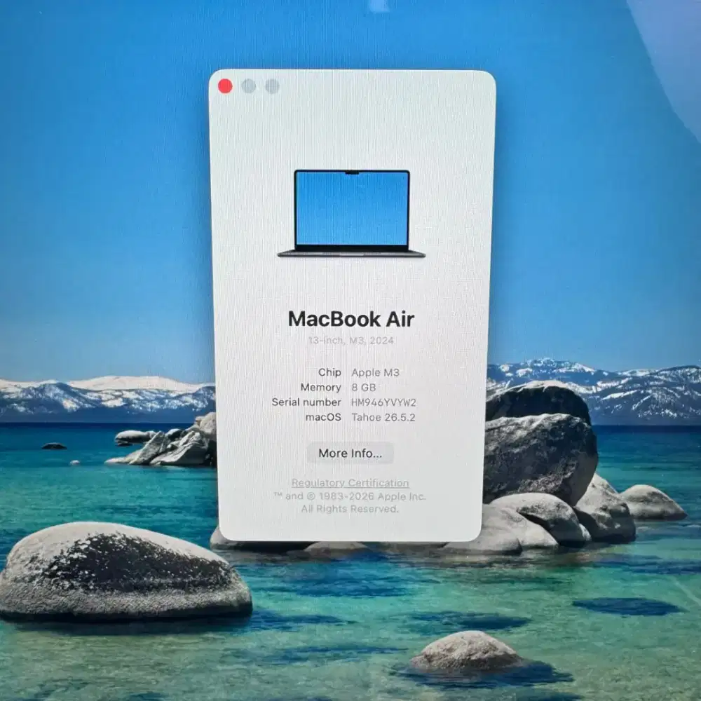 Macbook Air M3 13 Inch Ram 8 Ssd 256 lengkap full set Midnight Blue