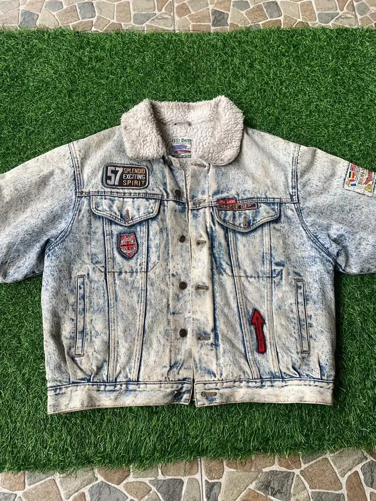 jaket denim sherpa