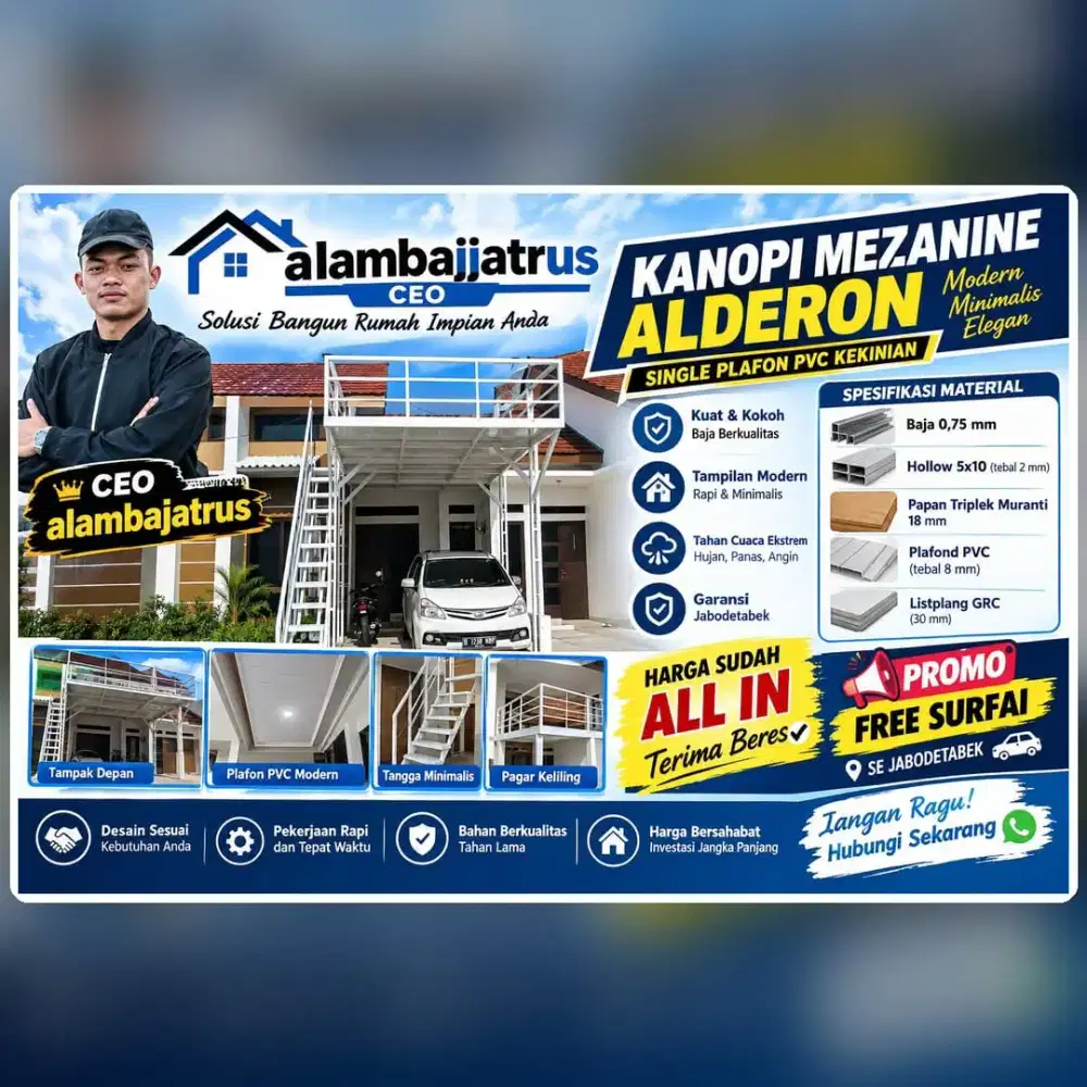 Balkon mezanine harga permeter terpasang