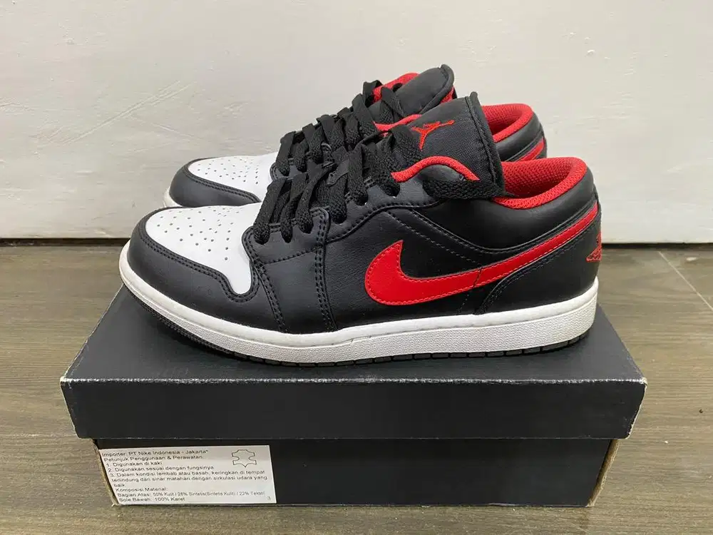 Nike Air Jordan 1 Low Black Fire Red White Original Size 41