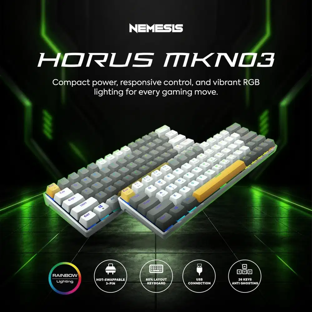 Keyboard Gaming Mechanical 60% NYK. Nemesis MKN03 Horus Hot Swapable