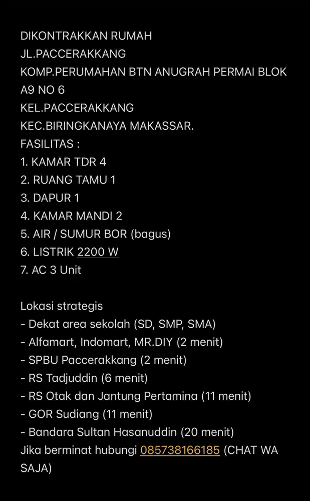 Dikontrakkan Rumah
