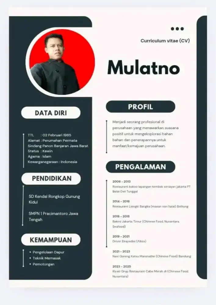 Mencari pekerjaan sebagai tukang masak