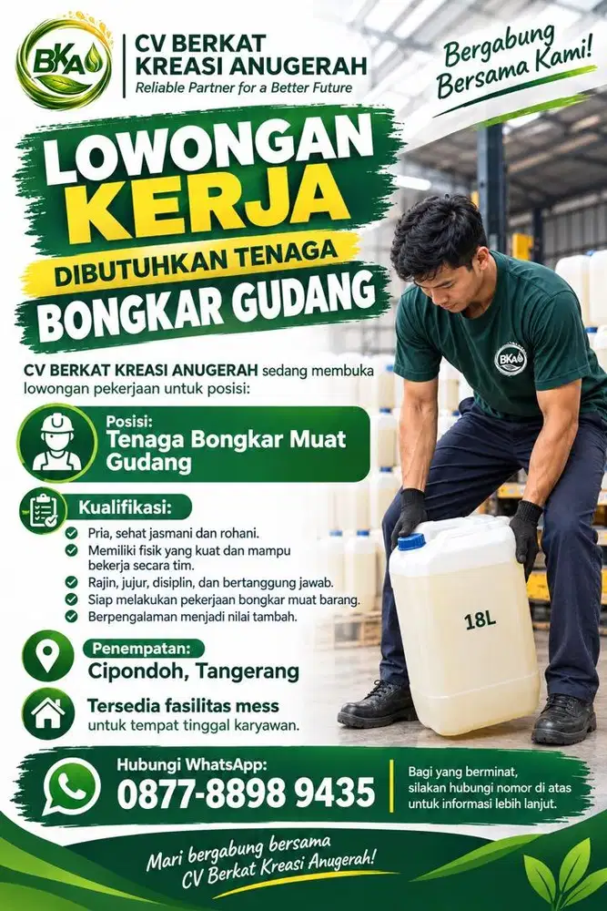 Lowongan pekerjaan bagian Gudang