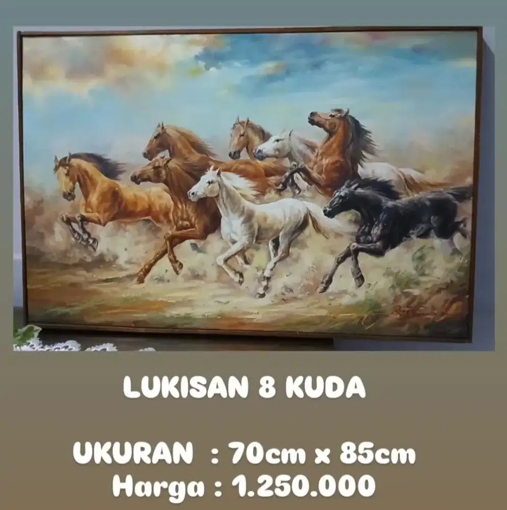 Lukisan kuda berlari di sungai