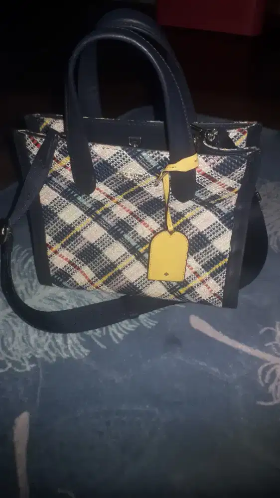 Kate Spade Manhattan Plaid Small Tote Navy
> Original 100%