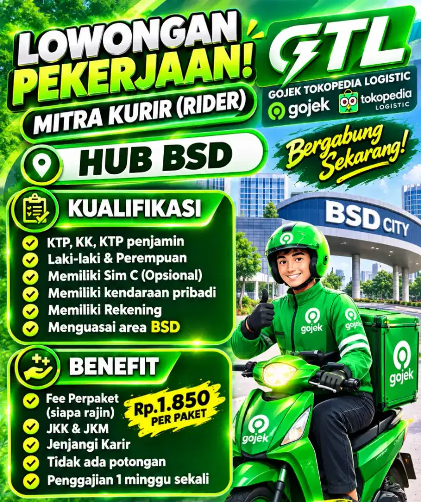 DI BUTUHKAN KURIR EXPEDISI GTL BSD-PAMULANG