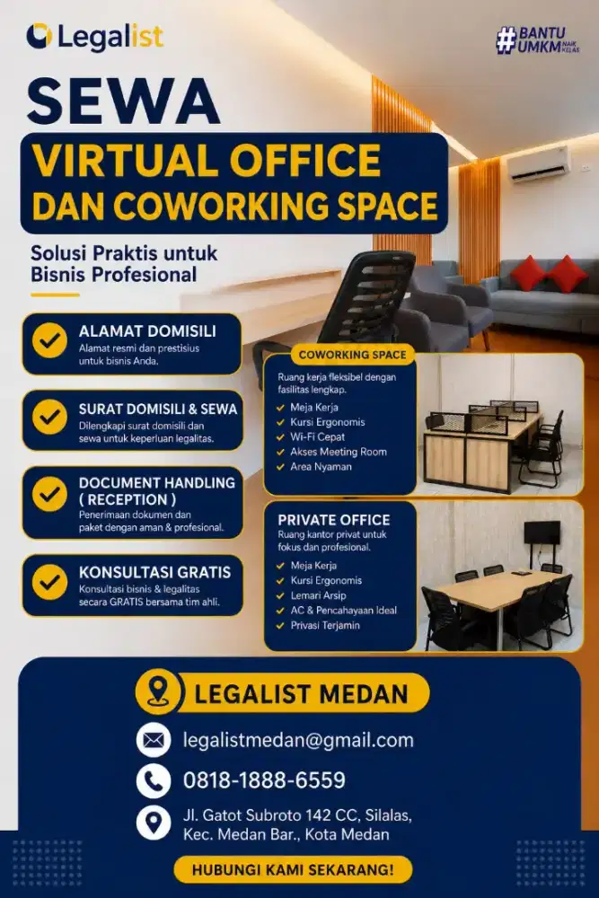 Disewakan ruang kantor co working space meeting room