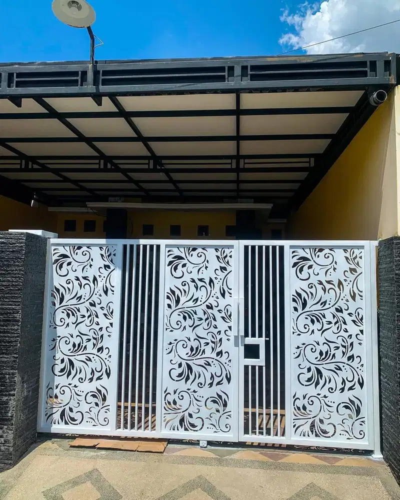 Pintu pagar dorong motif cutting