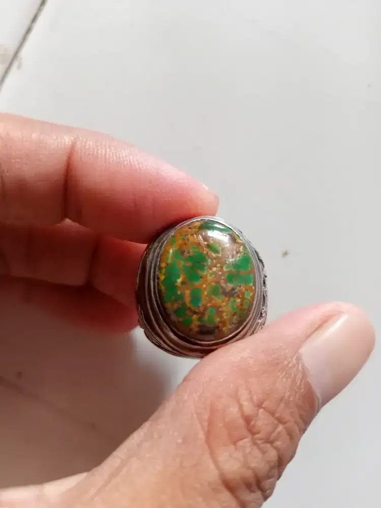 Batu Cincin Akik Permata Natural Turquoise Pirus Persia Lawasan