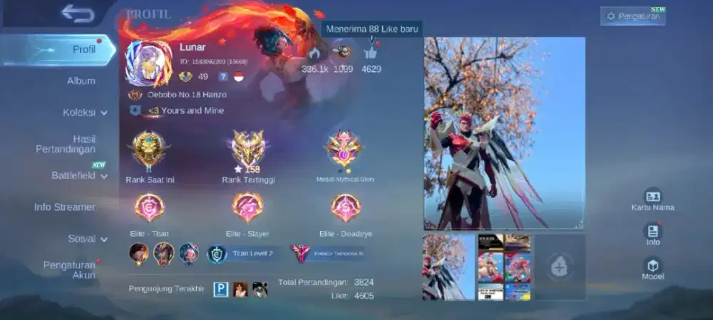 Jual Akun Mobile Legend WR dan Skin GG no minus