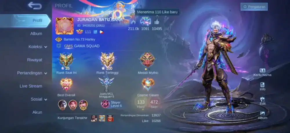 Jual akun mobile legend