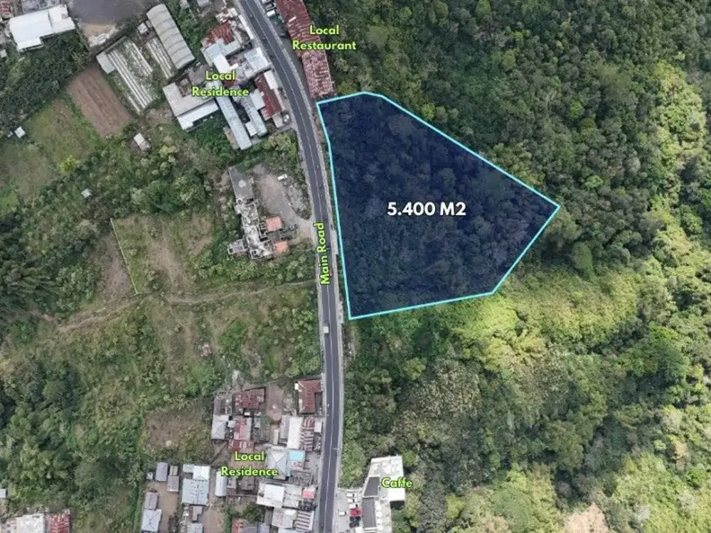 5,400 sqm Prime Caldera-Rim Tourism Land with Mount Batur Lake Views for Sale in Kintamani