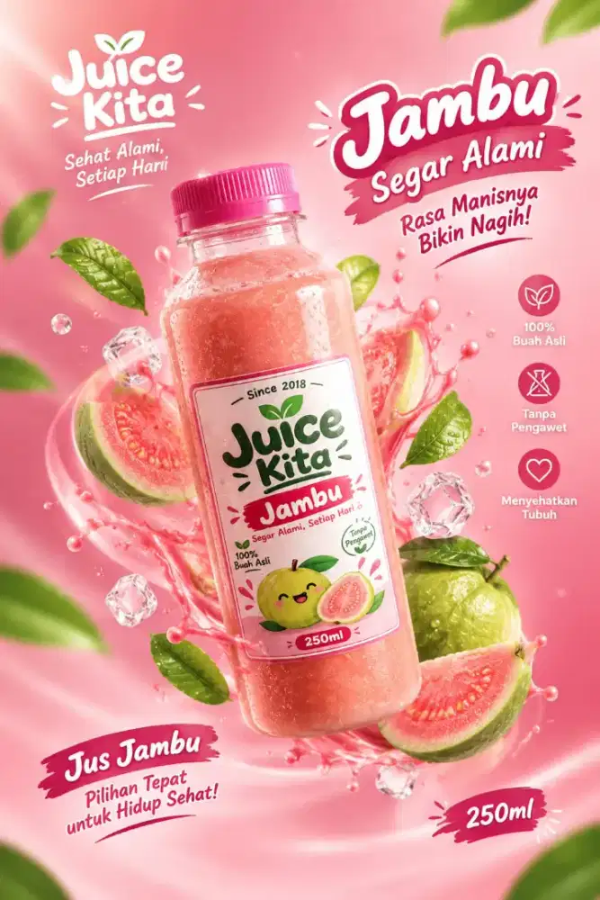 Jus Jambu Merah Murni 100% Alami – Segar & Tanpa Pengawet