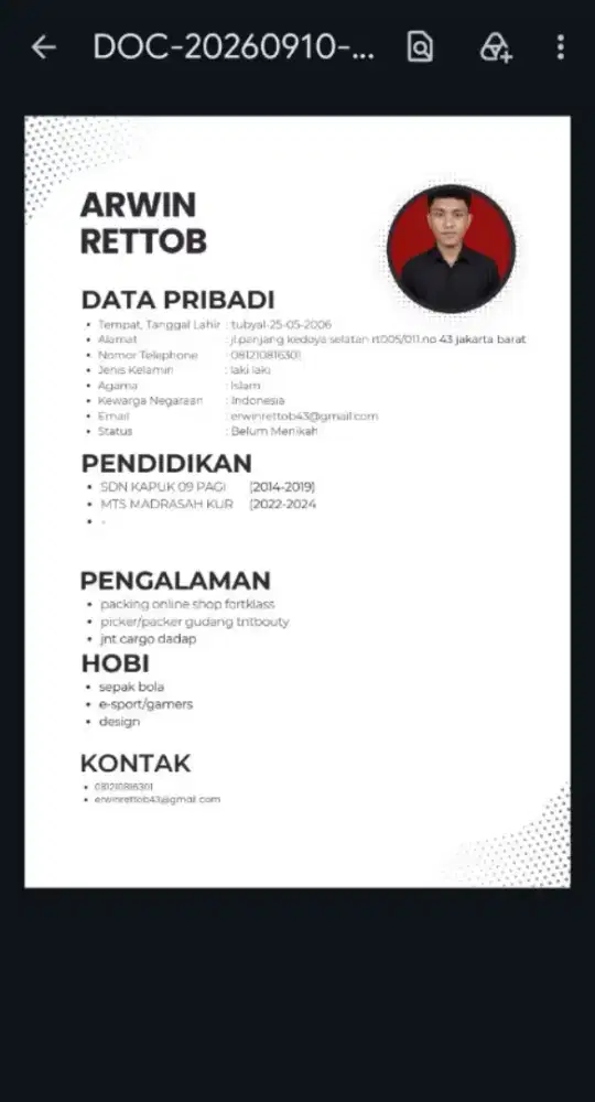 info lowongan pekerjaan