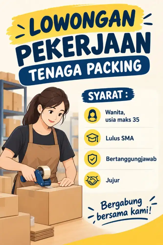 Dibutuhkan Tenaga Packing daerah Nirwana Eksekutif